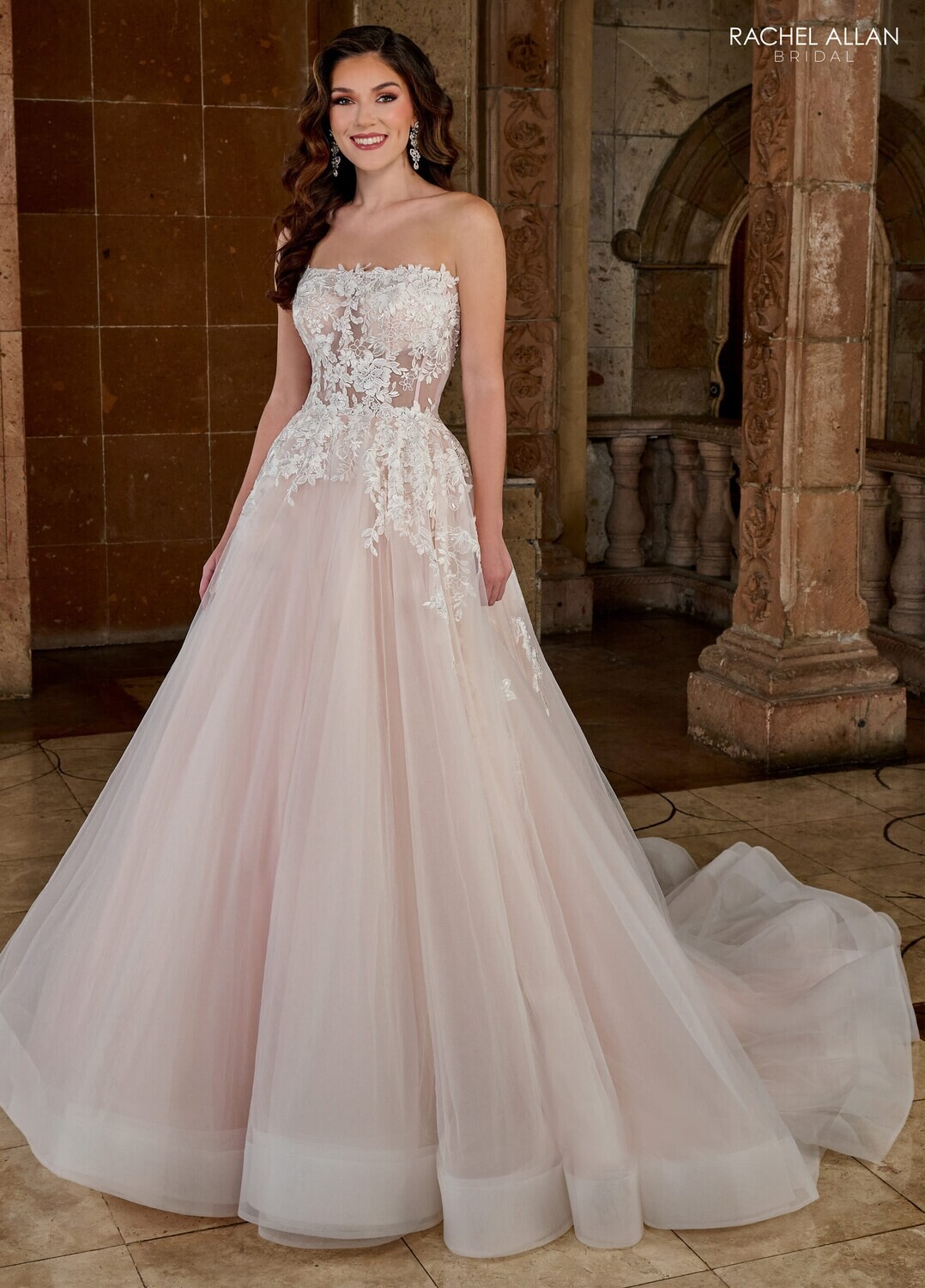 RB5054 TULLE, APPLIQUE, BEADING Available In: 	IVORY, IVORY BLUSH PINK, WHITE