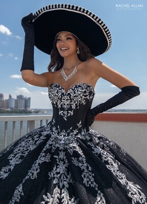 RQ2189 TULLE, SATIN, APPLIQUE, BEADING BLACK, BRIGHT PINK, RED