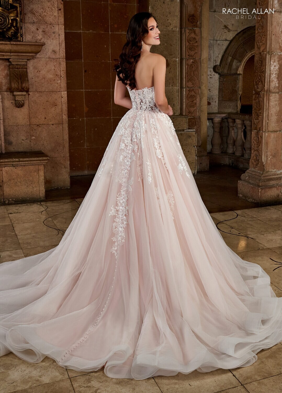 RB5054 TULLE, APPLIQUE, BEADING Available In: 	IVORY, IVORY BLUSH PINK, WHITE