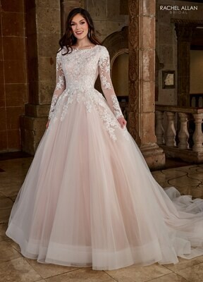RB5055 TULLE, APPLIQUE, BEADING Available In: IVORY, IVORY BLUSH PINK, WHITE