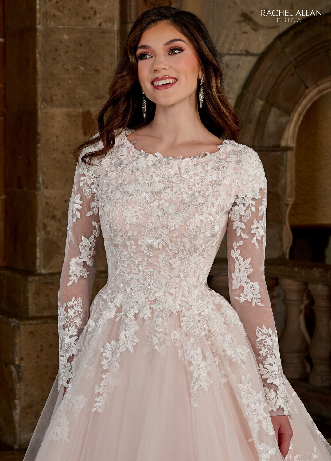 RB5055 TULLE, APPLIQUE, BEADING Available In: 	IVORY, IVORY BLUSH PINK, WHITE