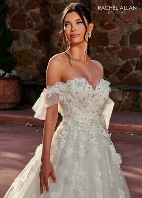 RB5025 TULLE, SEQUIN TULLE, APPLIQUE, 3D FLOWERS, BEADING Available In: IVORY, WHITE