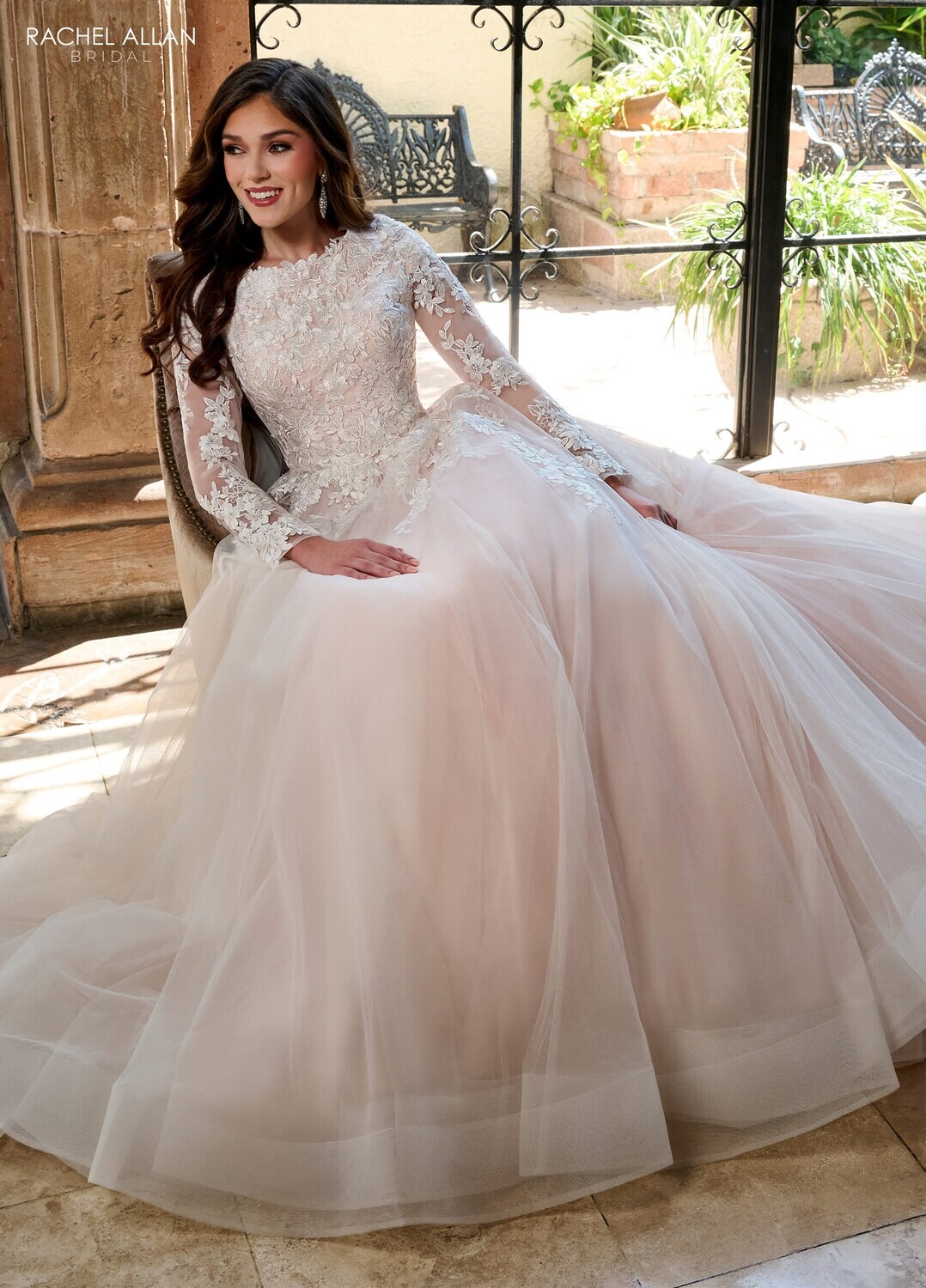 RB5055 TULLE, APPLIQUE, BEADING Available In: 	IVORY, IVORY BLUSH PINK, WHITE