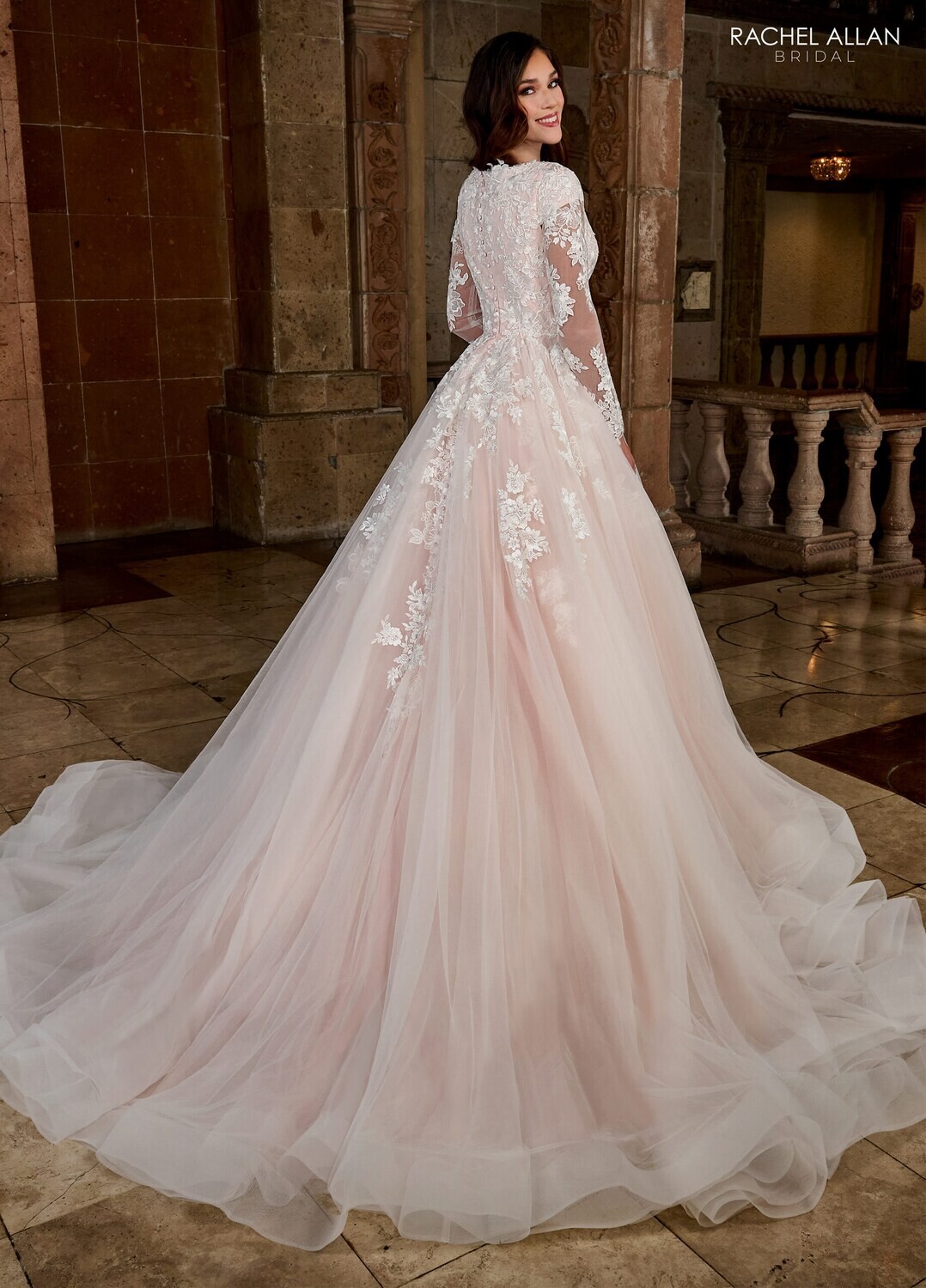 RB5055 TULLE, APPLIQUE, BEADING Available In: 	IVORY, IVORY BLUSH PINK, WHITE
