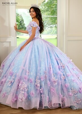 ​RQ2190 TULLE, GLITTER TULLE, APPLIQUE, BEADING LILAC LIGHT BLUE, PINK CHAMPAGNE