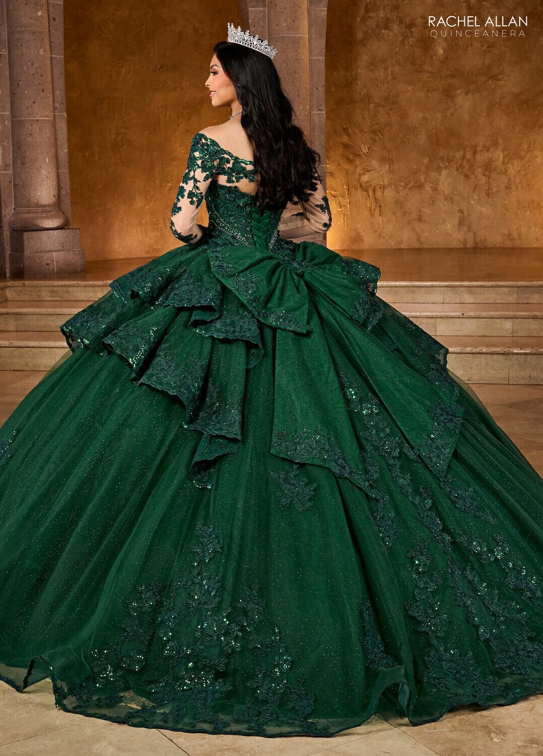 ​RQ2192 TULLE, GLITTER TULLE, APPLIQUE, BEADING EMERALD, RED