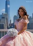 RQ1136 Fabric: 	TULLE, GLITTER TULLE, APPLIQUE, BEADING Available In: 	BLUSH IRIDESCENT, LIGHT BLUE