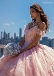 RQ1136 Fabric: 	TULLE, GLITTER TULLE, APPLIQUE, BEADING Available In: 	BLUSH IRIDESCENT, LIGHT BLUE