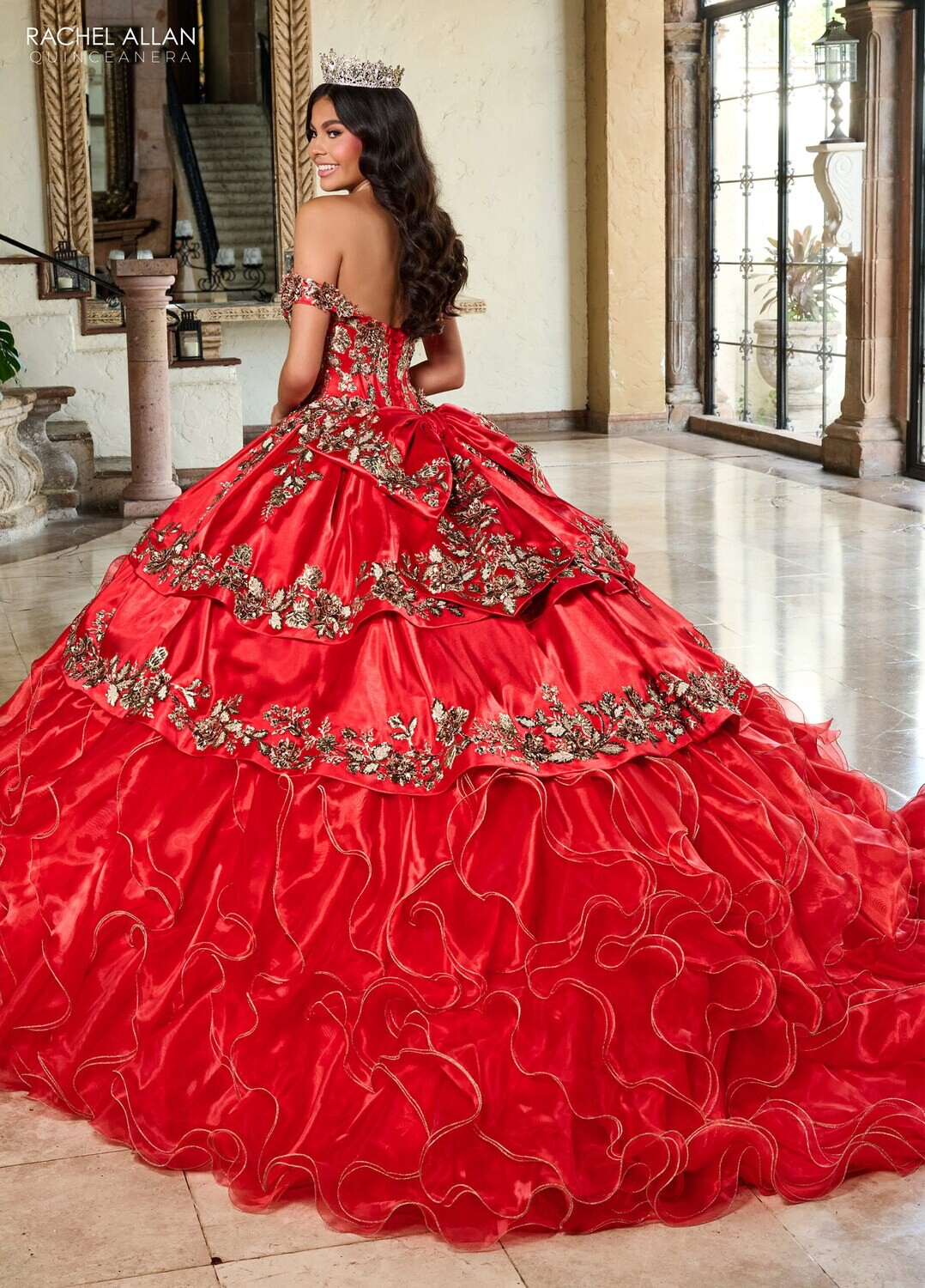 ​RQ5001 SATIN, ORGANZA, APPLIQUE, BEADING Available In: RED GOLD, WHITE GOLD
