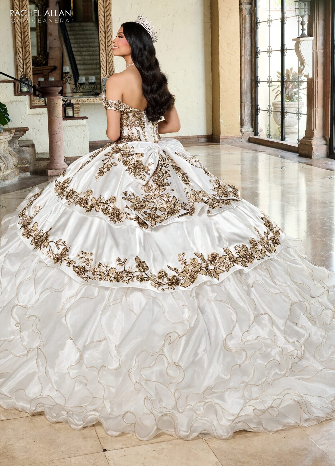 ​RQ5001 SATIN, ORGANZA, APPLIQUE, BEADING Available In: RED GOLD, WHITE GOLD
