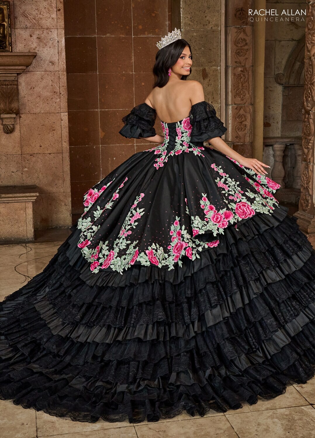 ​RQ5002 TAFFETA, LACE, APPLIQUE, BEADING Available In: BLACK MULTI, SAGE MULTI, WHITE MULTI