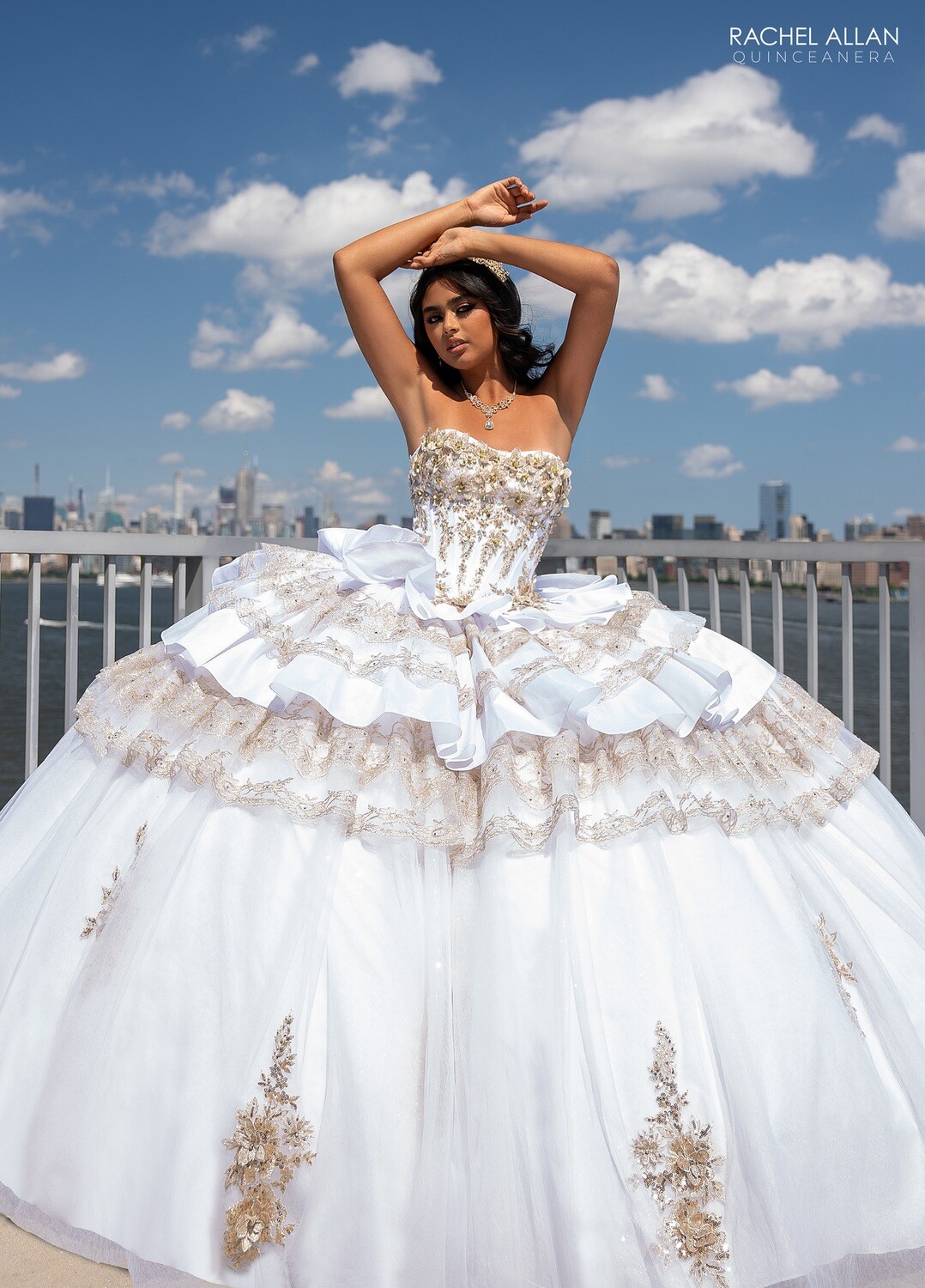 ​RQ5003 SATIN, TULLE, GLITTER TULLE, LACE, APPLIQUE, BEADING Available In EMERALD GOLD, WHITE GOLD