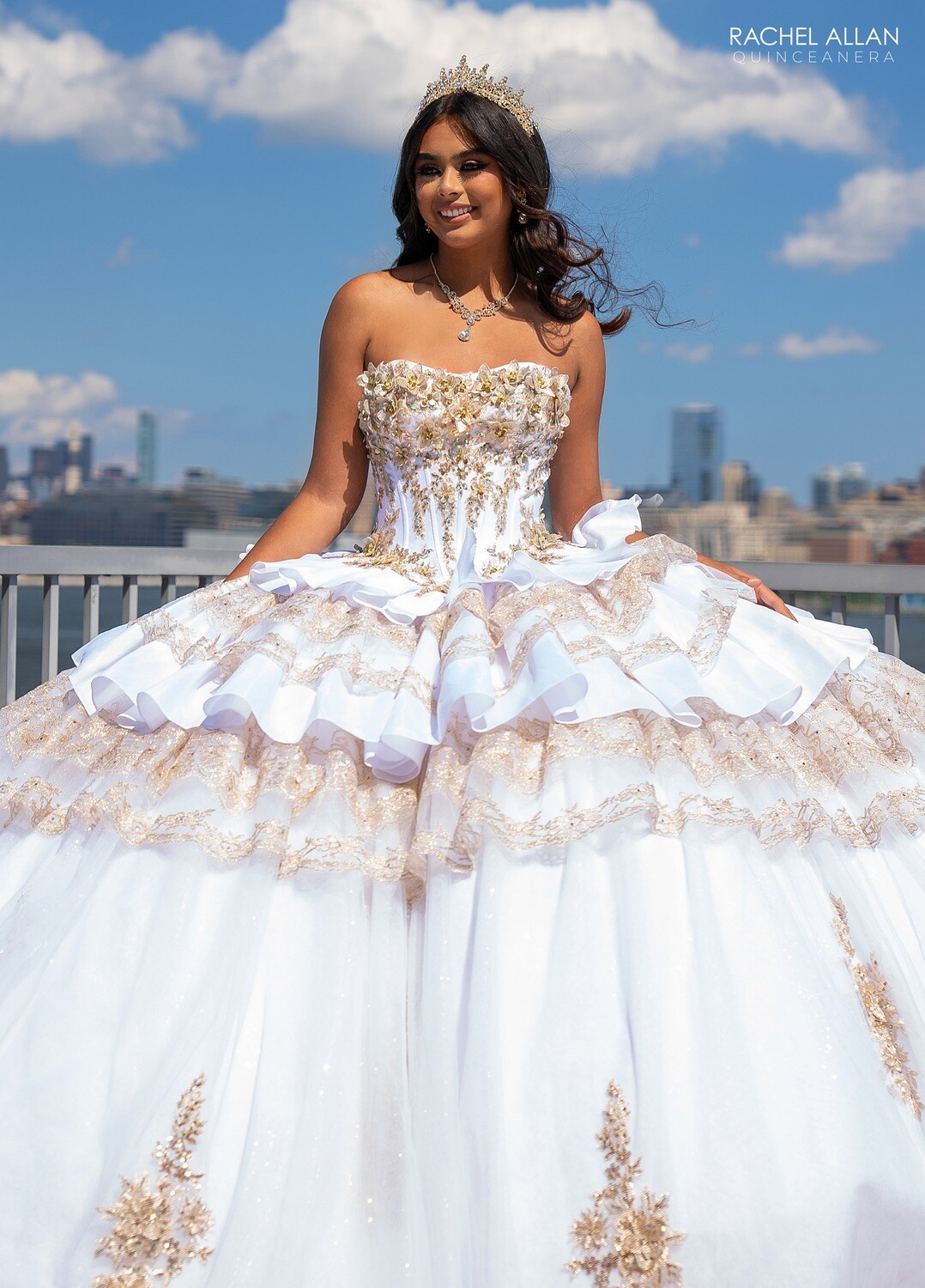 ​RQ5003 SATIN, TULLE, GLITTER TULLE, LACE, APPLIQUE, BEADING Available In EMERALD GOLD, WHITE GOLD