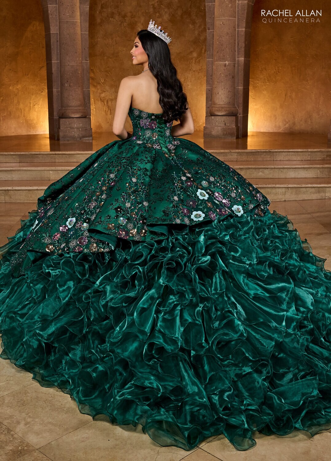 ​RQ5004 SATIN, ORGANZA, SEQUIN EMBROIDERY Available In: EMERALD MULTI, ROYAL MULTI