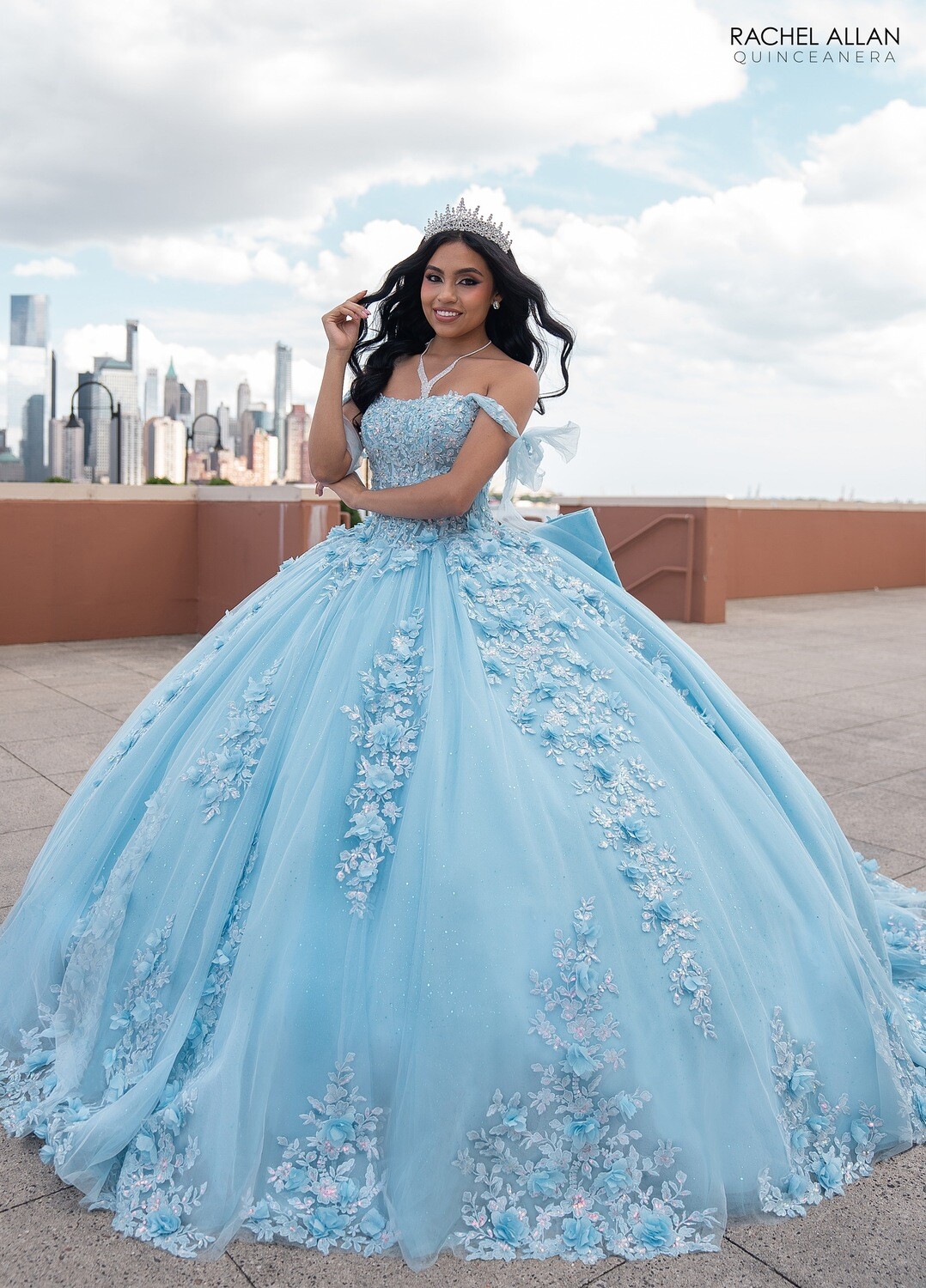 RQ1132 Available In: BLUSH, SAGE LILAC, SKY BLUE Fabric: TULLE, GLITTER TULLE, APPLIQUE, BEADING, 3D FLOWERS