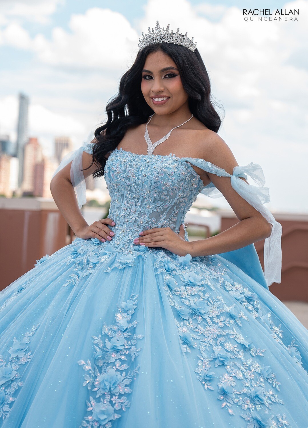 RQ1132 Available In: BLUSH, SAGE LILAC, SKY BLUE Fabric: TULLE, GLITTER TULLE, APPLIQUE, BEADING, 3D FLOWERS