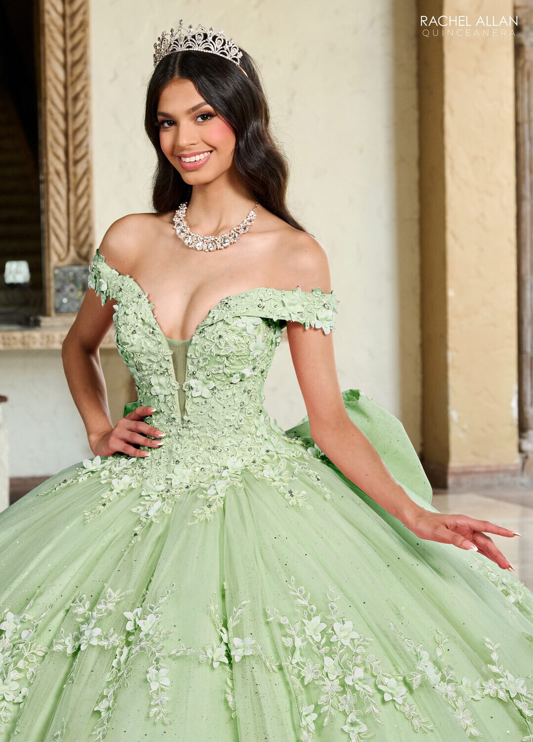 ​RQ1134 Fabric: TULLE, GLITTER TULLE, APPLIQUE, BEADING, 3D FLOWERS Available In: BLUSH, LILAC, SAGE