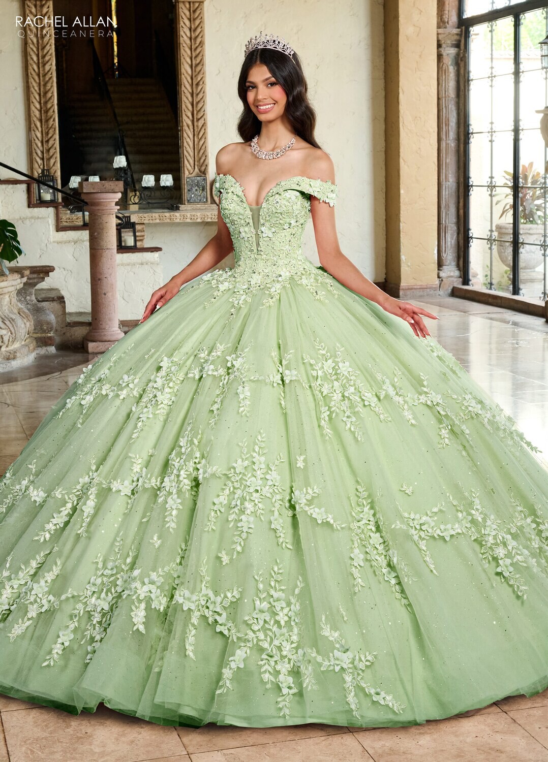 ​RQ1134 Fabric: TULLE, GLITTER TULLE, APPLIQUE, BEADING, 3D FLOWERS Available In: BLUSH, LILAC, SAGE