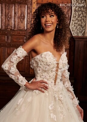 RB5028 TULLE, GLITTER TULLE, APPLIQUE, BEADING Available In: IVORY CHAMPAGNE MULTI, IVORY MULTI, WHITE