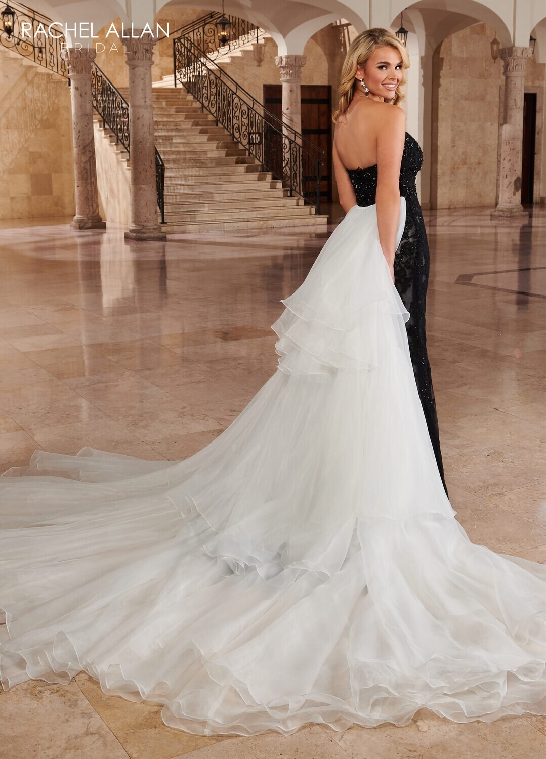 ​RB5022 TULLE, APPLIQUE, ORGANZA, BEADING Available In: BLACK BLACK, BLACK IVORY, IVORY, WHITE