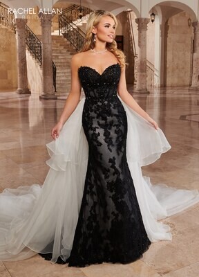 ​RB5022 TULLE, APPLIQUE, ORGANZA, BEADING Available In: BLACK BLACK, BLACK IVORY, IVORY, WHITE