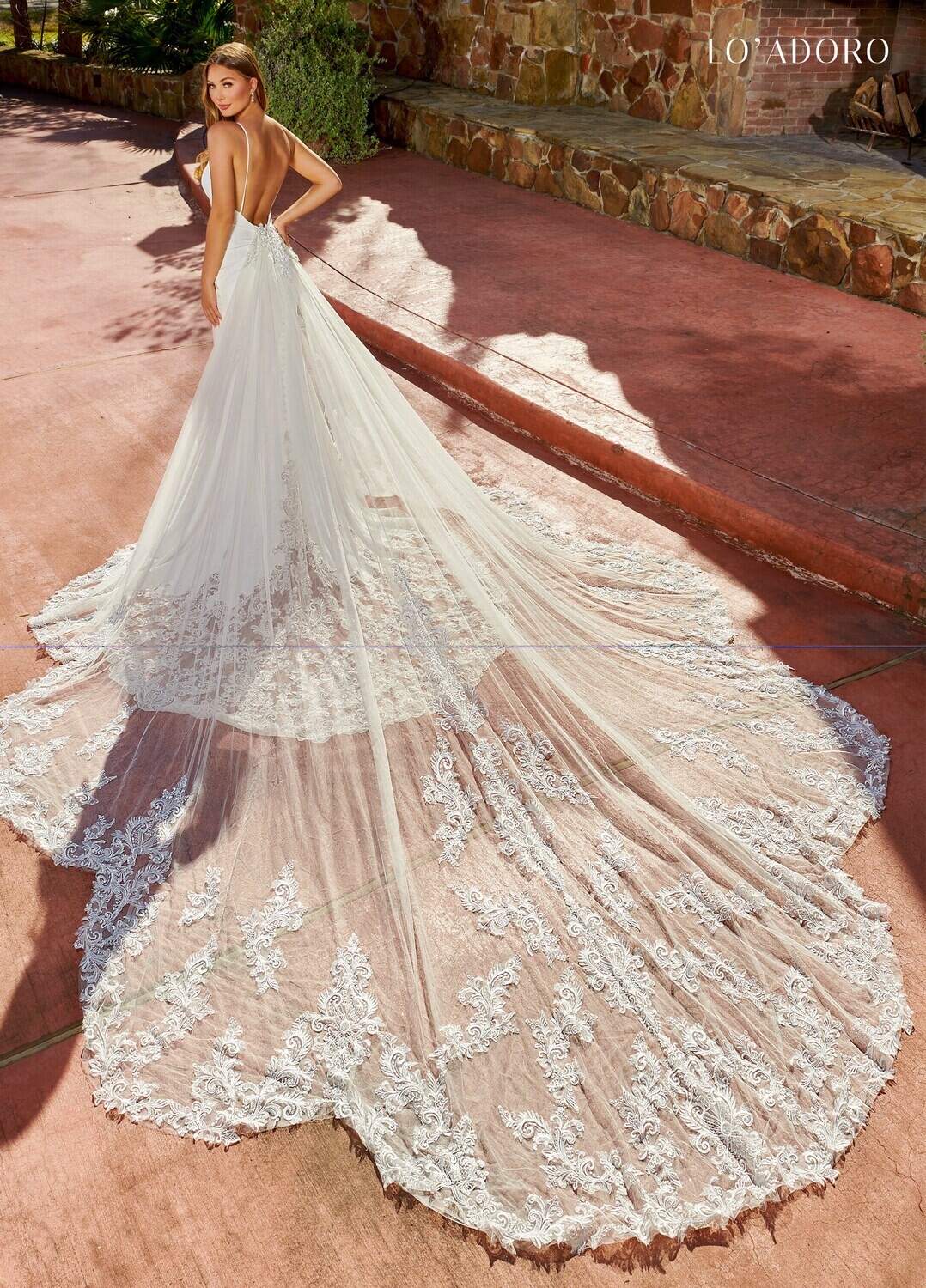 ​M818 Stretch Crepe, Tulle, Applique Available In: Ivory, White