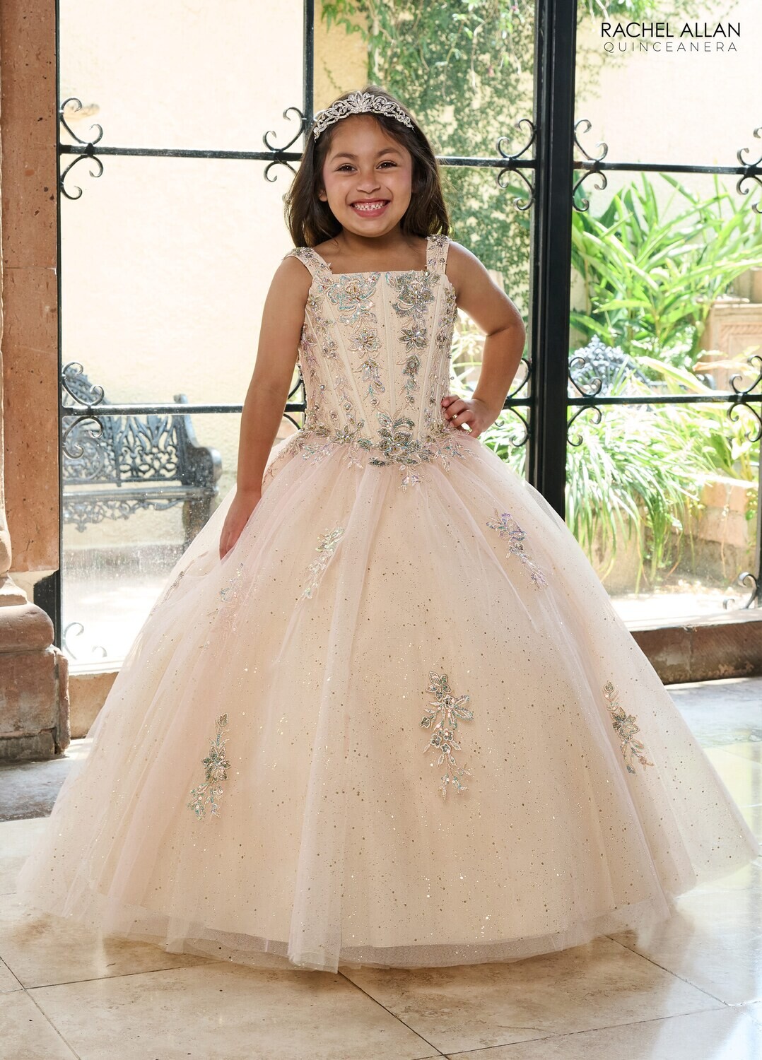 ​RQ4040 TULLE, GLITTER TULLE, APPLIQUE, BEADING Available In: BLUSH CHAMPAGNE, LILAC AQUA