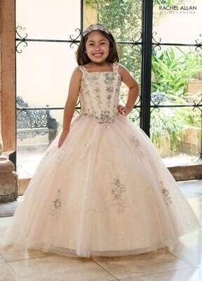 RQ4040 TULLE, GLITTER TULLE, APPLIQUE, BEADING Available In: BLUSH CHAMPAGNE, LILAC AQUA