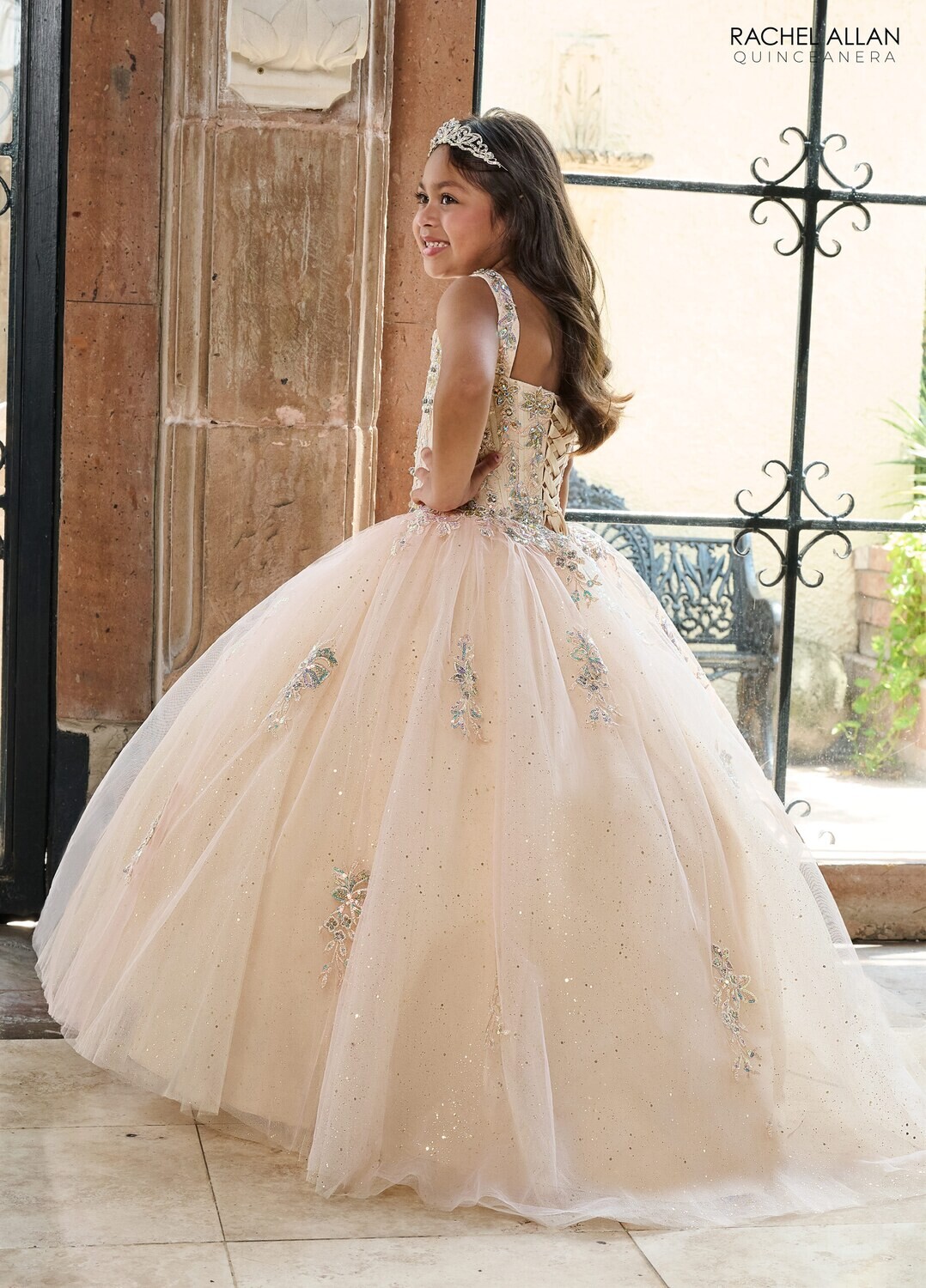 ​RQ4040 TULLE, GLITTER TULLE, APPLIQUE, BEADING Available In: BLUSH CHAMPAGNE, LILAC AQUA