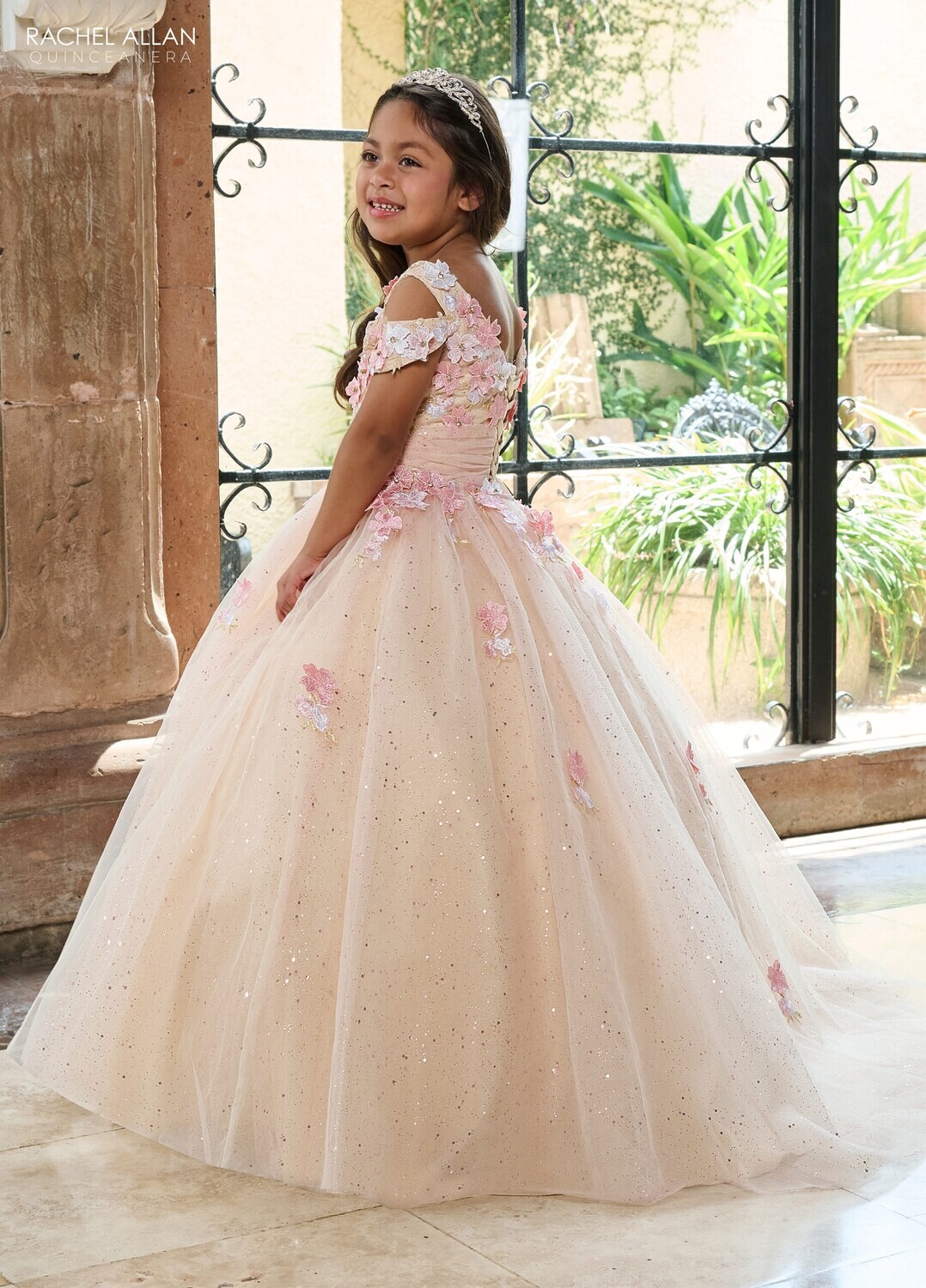 ​RQ4041 TULLE, GLITTER TULLE, APPLIQUE, BEADING, 3D FLOWERS Available In: CHAMPAGNE MULTI, SAGE MULTI