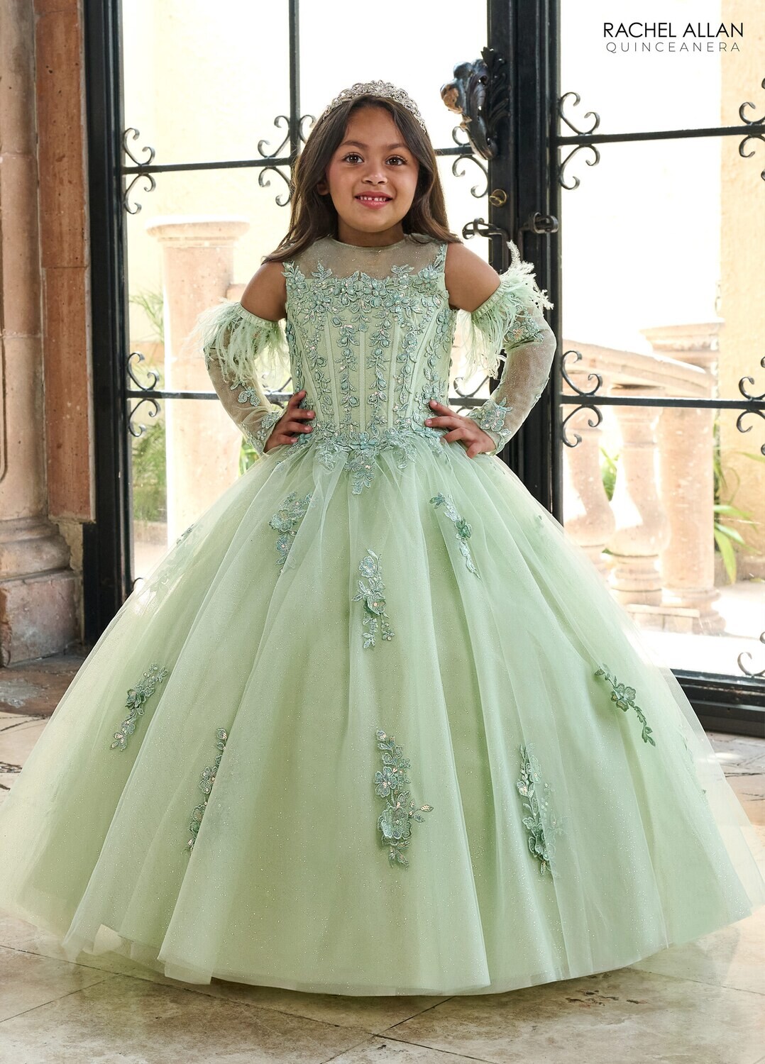 ​RQ4042 TULLE, GLITTER TULLE, APPLIQUE, BEADING Available In: SAGE, WINE