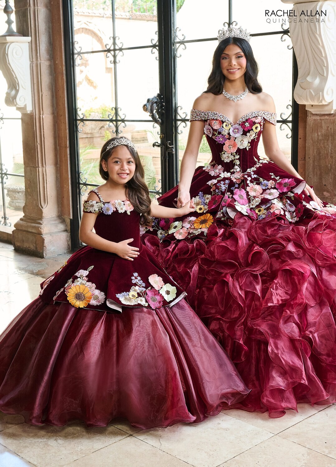 ​RQ4044 VELVET, ORGANZA, APPLIQUE, BEADING Available In: BLACK MULTI, BURGUNDY MULTI, PURPLE MULTI