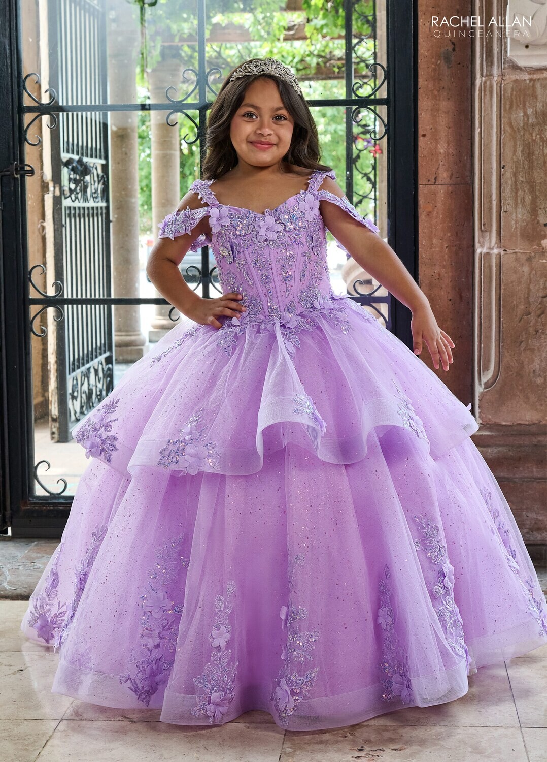 ​RQ4043 TULLE, GLITTER TULLE, 3D FLOWERS Available In: AQUA LIGHT BLUE MULTI, LILAC