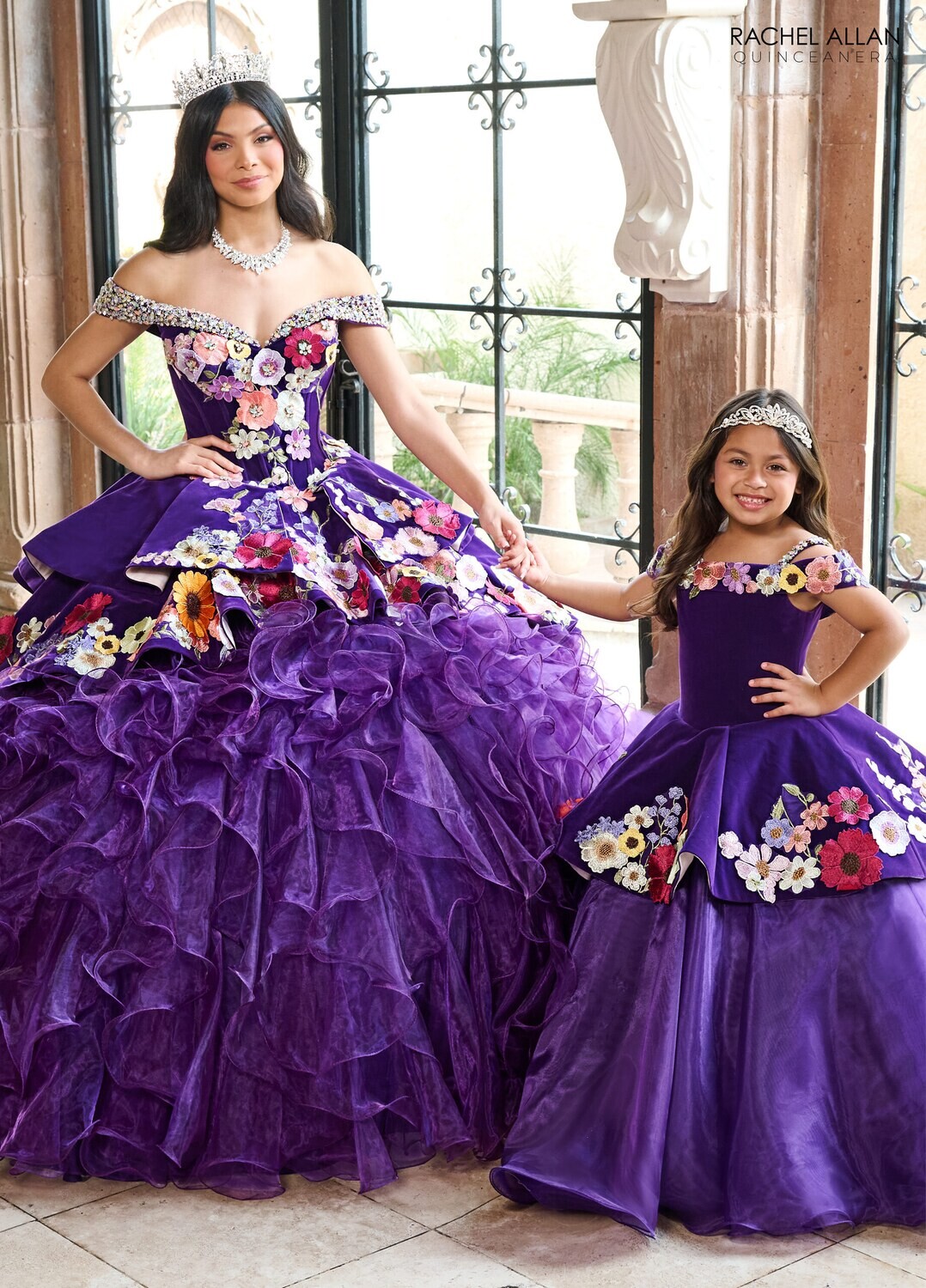 ​RQ4044 VELVET, ORGANZA, APPLIQUE, BEADING Available In: BLACK MULTI, BURGUNDY MULTI, PURPLE MULTI