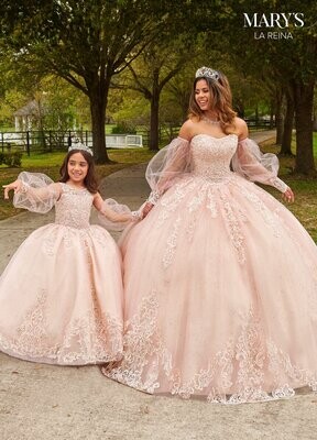 MQ4035 	Tulle, Glitter Tulle, Applique, Beading Available In: 	Blush, Light Blue