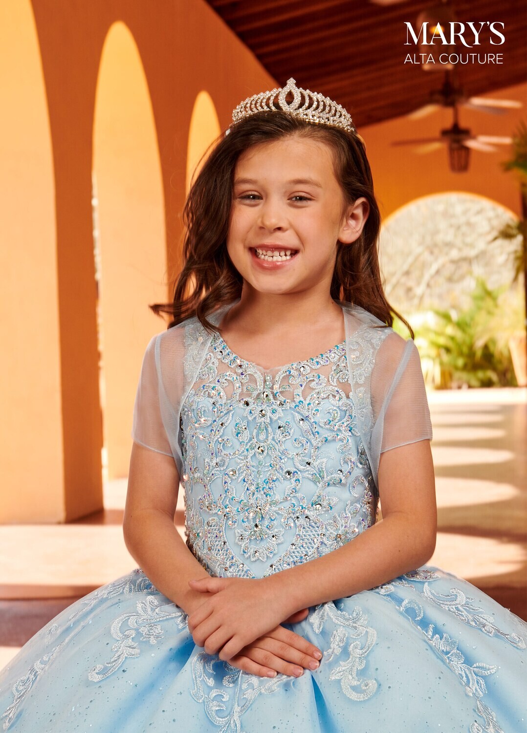 MQ4035 	Tulle, Glitter Tulle, Applique, Beading Available In: 	Blush, Light Blue