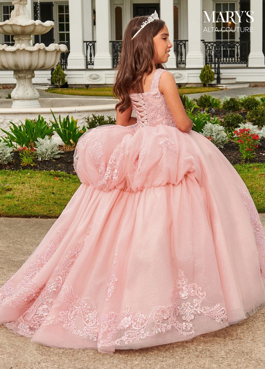 MQ4036 Tulle, Glitter Tulle, Applique, Beading, 3D Flowers Available In: 	Pink, Yellow
