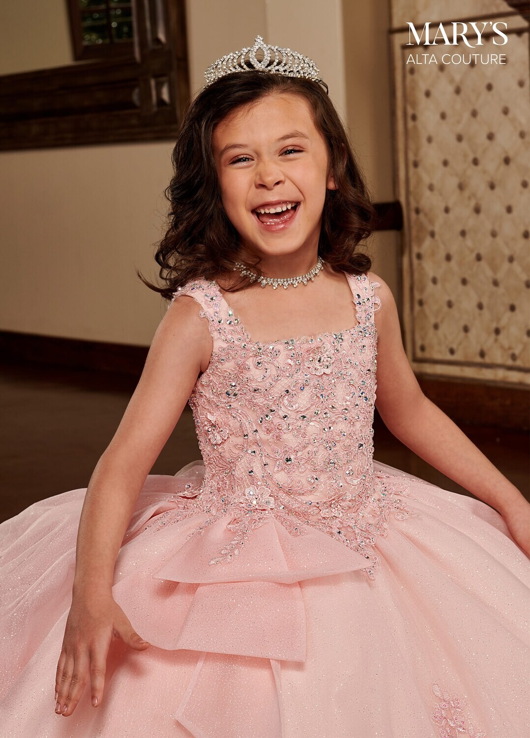 MQ4036 Tulle, Glitter Tulle, Applique, Beading, 3D Flowers Available In: 	Pink, Yellow