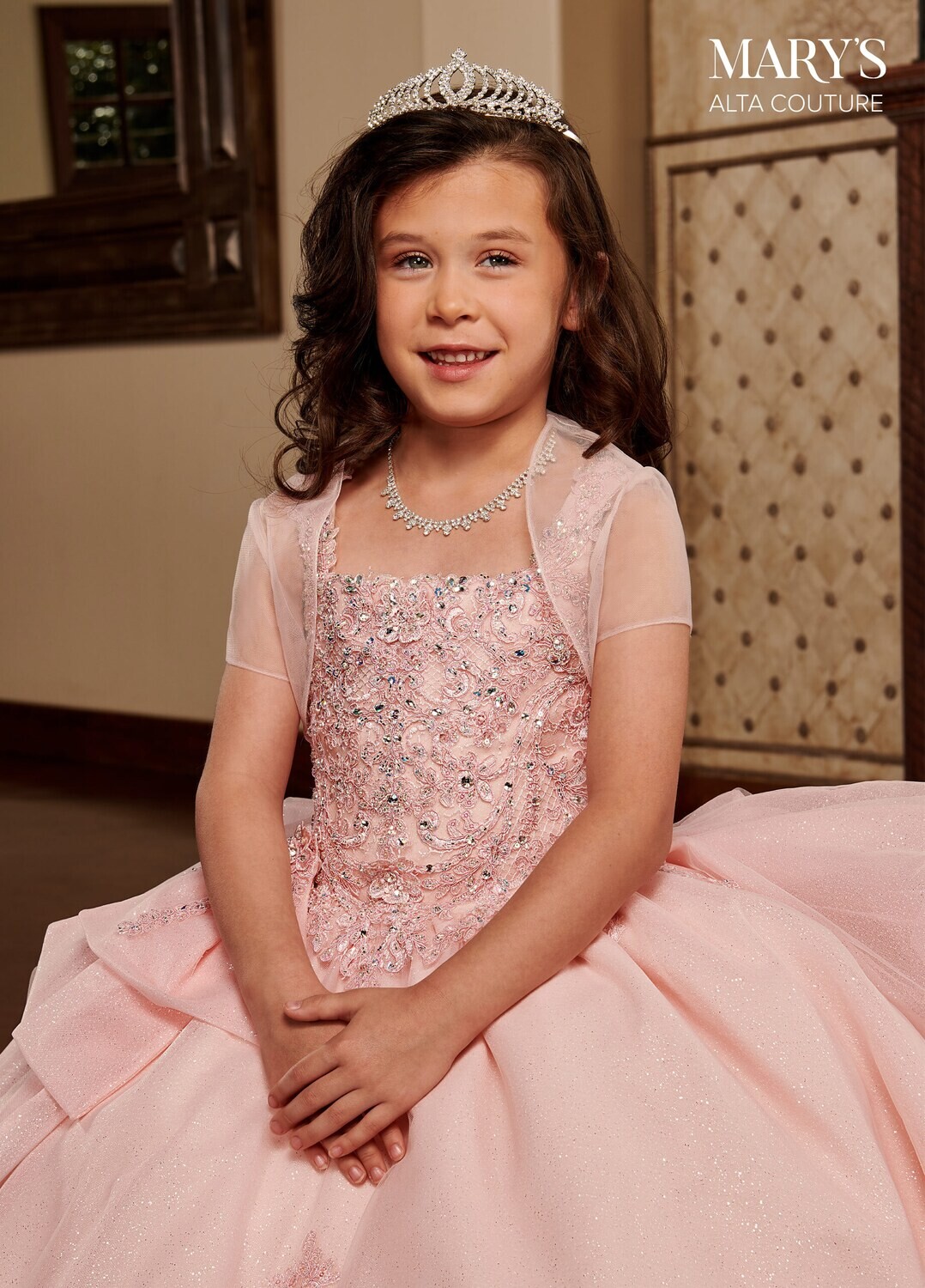 MQ4036 Tulle, Glitter Tulle, Applique, Beading, 3D Flowers Available In: 	Pink, Yellow