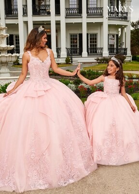 MQ4036 Tulle, Glitter Tulle, Applique, Beading, 3D Flowers Available In: 	Pink, Yellow
