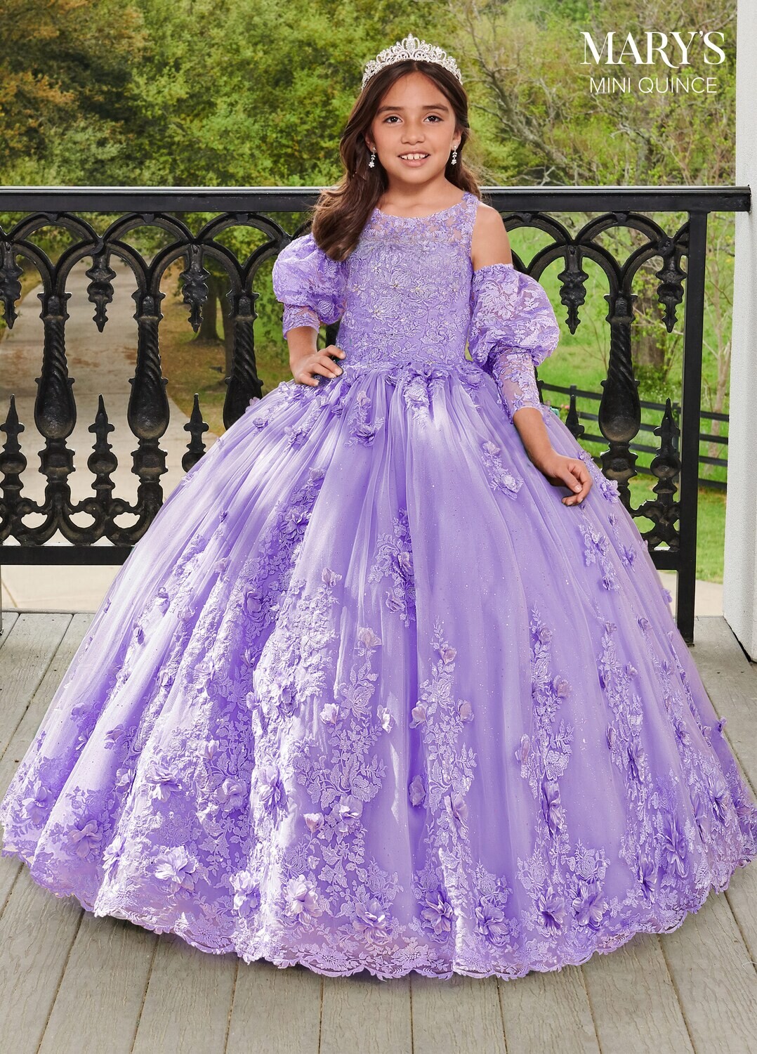 MQ4038 Glitter Tulle, Tulle, Applique, Beading, 3D Flowers Available In: Lilac, Red