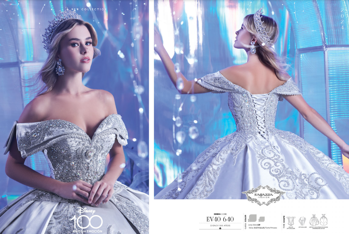 EV40 640 RAGAZZA | DISNEY 100 | BEADED OFF SHOULDER QUINCEANERA DRESS BY RAGAZZA