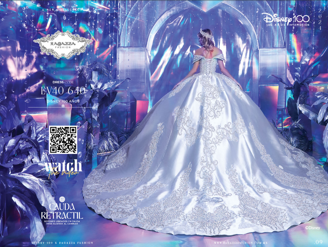 EV40 640 RAGAZZA | DISNEY 100 | BEADED OFF SHOULDER QUINCEANERA DRESS BY RAGAZZA
