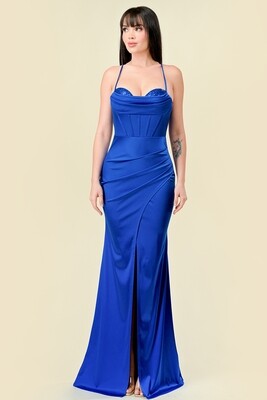 CD40616 SEQUIN CROSSED BACK MERMAID MAXI DRESS