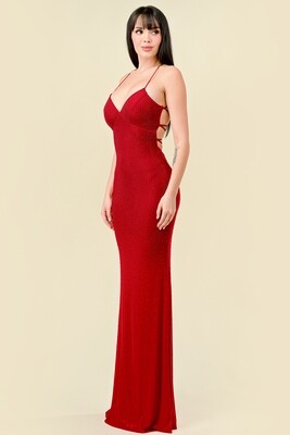 CD40683 Rhinestone Mesh Mermaid Maxi Dress