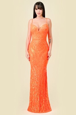 CD41274 Sequin V-Wire Bodycon Mermaid Maxi Dress. Fabric:	Pattern Sequin