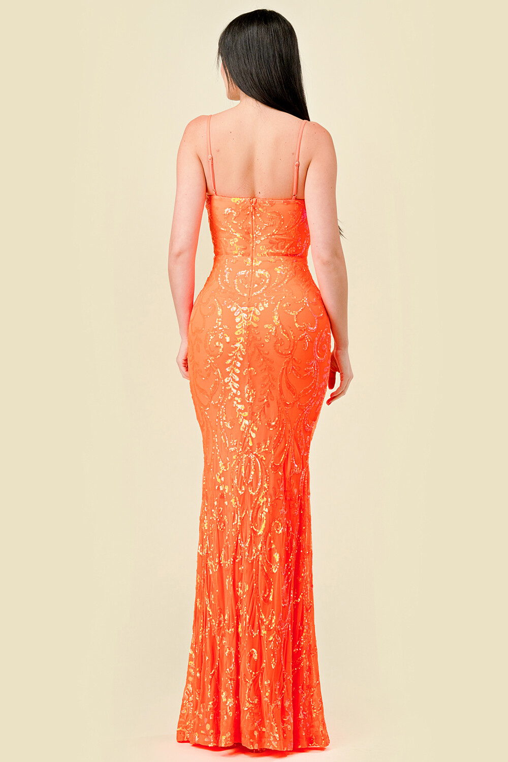 CD41274 Sequin V-Wire Bodycon Mermaid Maxi Dress. Fabric:	Pattern Sequin