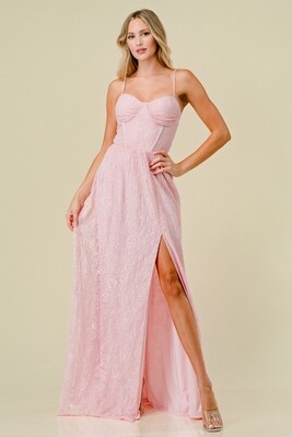 CD55248 Solid Flower Sequin Fit and Flare Maxi