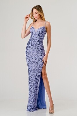 CD41013 Sequin V-Neck Slip On Maxi Dress