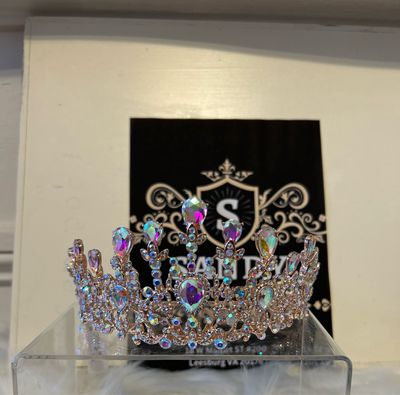Iridescent Rhinestone Tiara Rose Gold 
